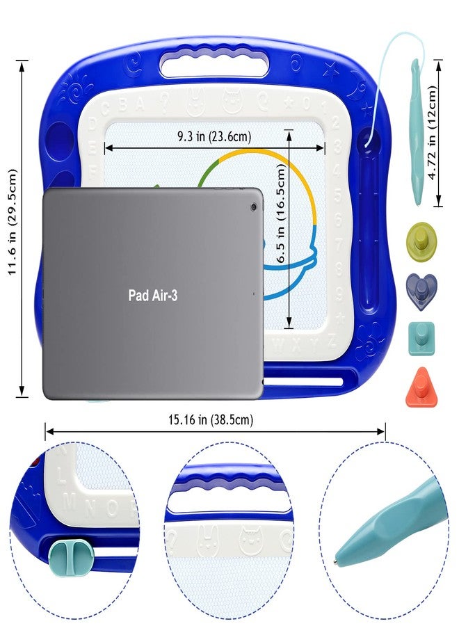 vusum Magnetic Drawing Board,Large Doodle Board Toddler Toys for Girls Boys 3 4 5 6 7 Year Old Kids Gift Etch A Colorful Sketch Magnet Erasable Pad (Blue) - Image 4